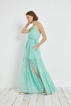 Load image into Gallery viewer, aqua mint cutout ruched drawstring dress - alwaysspecialgifts.com