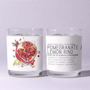 pomegranate & lemon rind just bee soy wax candles - alwaysspecialgifts.com