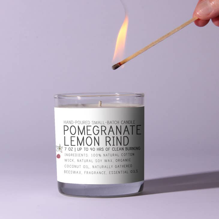pomegranate & lemon rind just bee soy wax candles - alwaysspecialgifts.com