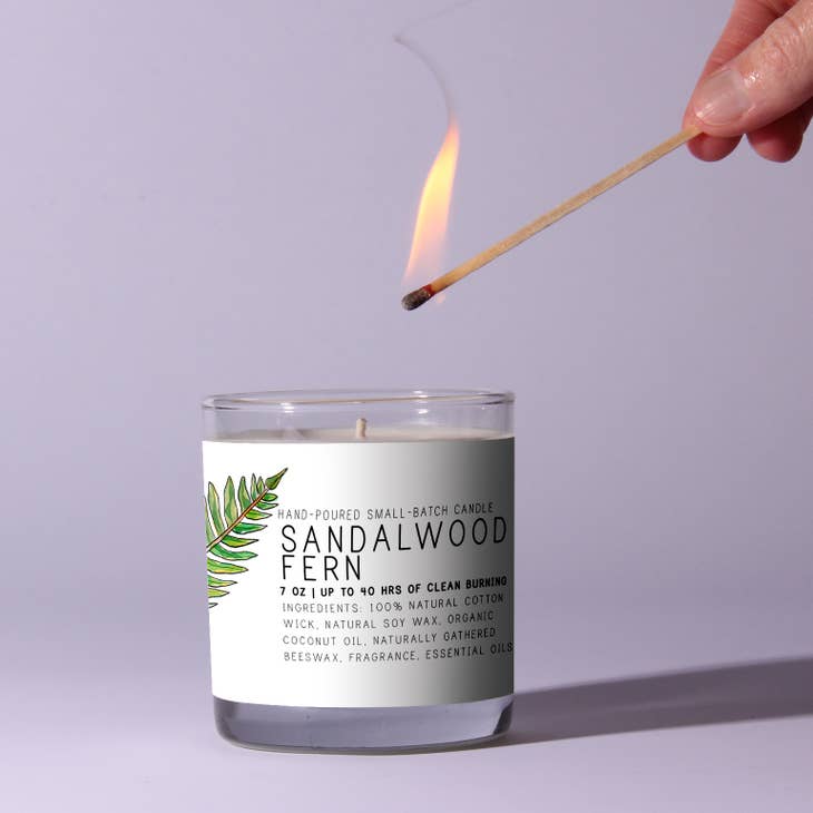 sandalwood fern just bee soy wax candles - alwaysspecialgifts.com