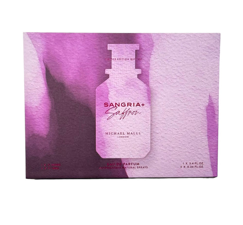 sangria saffron michael malul 4pcs gift set for womans eau de parfum 3.4oz - alwaysspecialgifts.com