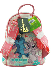 Load image into Gallery viewer, disney angel and stich wonda pop vegan leather mini backpack - alwaysspecialgifts.com