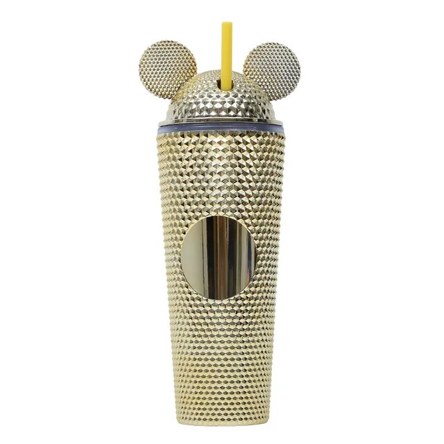 mickey ears studded tumbler 24oz gold cup - alwaysspecialgifts.com