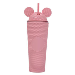 mickey ears studded tumbler 24oz light pink cup - alwaysspecialgifts.com