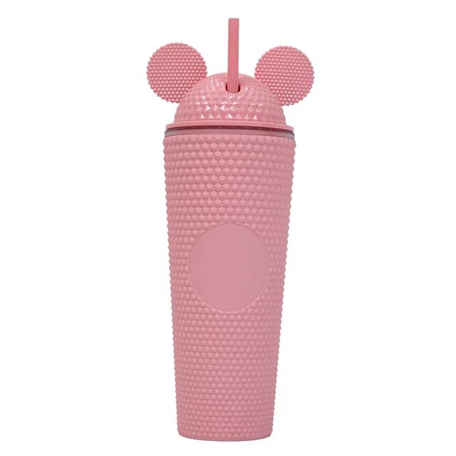 mickey ears studded tumbler 24oz light pink cup - alwaysspecialgifts.com