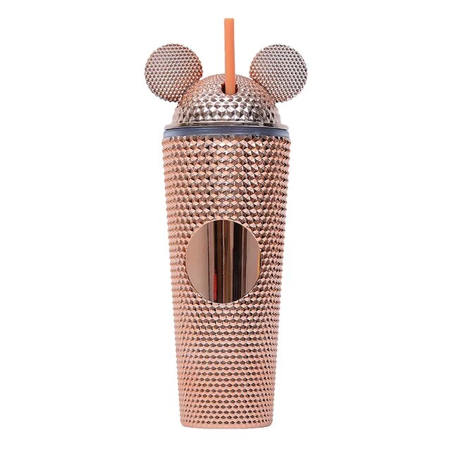 mickey studded tumbler 24oz rose gold cup - alwaysspecialgifts.com