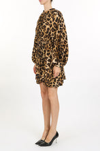 Load image into Gallery viewer, leopard print satin pleated dress - alwaysspecialgifts@gmail.com