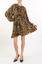 Load image into Gallery viewer, leopard print satin pleated dress - alwaysspecialgifts@gmail.com
