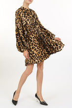Load image into Gallery viewer, leopard print satin pleated dress - alwaysspecialgifts@gmail.com