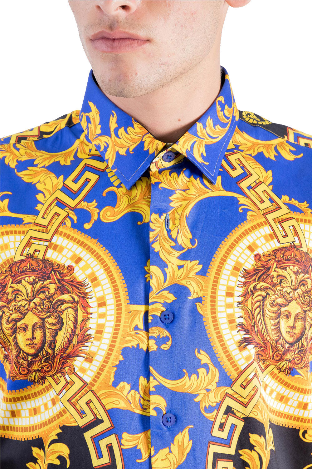 barabas boroque desing royal blue shirt - alwaysspecialgifts.com