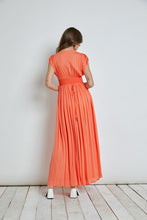 Load image into Gallery viewer, coral haze crinkled waist smocked wrap dress - alwaysspecialgifts.com