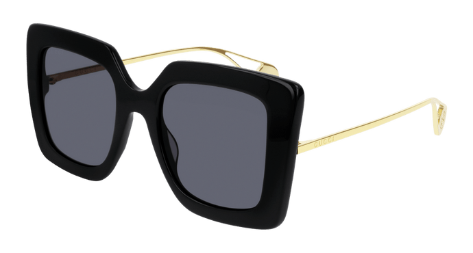 gucci black sunglasses shiny black / grey solid oversize for women - alwaysspecialgifts.com