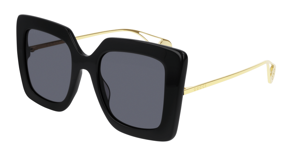 gucci black sunglasses shiny black / grey solid oversize for women - alwaysspecialgifts.com