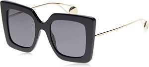 gucci black sunglasses shiny black / grey solid oversize for women - alwaysspecialgifts.com