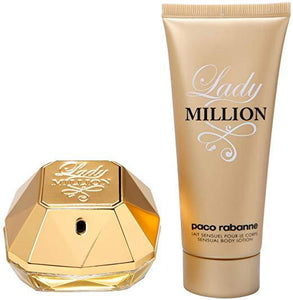 Lady Million Paco Rabanne gift set 2 pcs Eau de Parfum 2.7oz 80ml ,body lotion 3.4oz for woman 