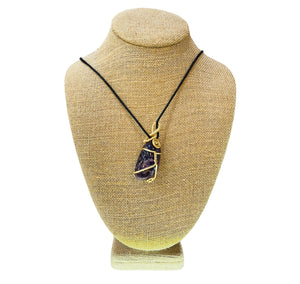 amethyst pendant necklace wrapped with gold wire - alwaysspecialgifts.com