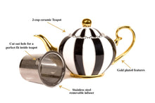 Load image into Gallery viewer, black two cup teapot majestea co ceramic - alwaysspecialgifts.com