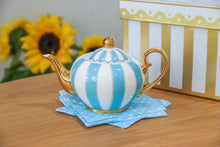 Load image into Gallery viewer, blue two cup teapot majestea co ceramic - alwaysspecialgifts.com