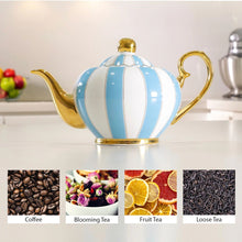 Load image into Gallery viewer, blue two cup teapot majestea co ceramic - alwaysspecialgifts.com