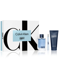 calvin klein defy mens 3pcs gift set eau de toilette 3.4oz - alwaysspecialgifts.com