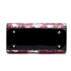 frida kahlo flower handbag theme 2 way wing satchel black - alwaysspecialgifts.com