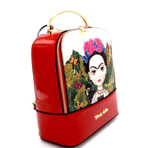 Frida Kahlo Metal Handle Backpack Black