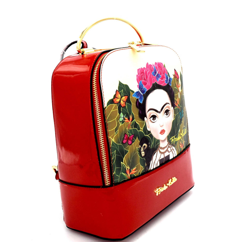 frida kahlo backpack red - alwaysspecialgifts.com