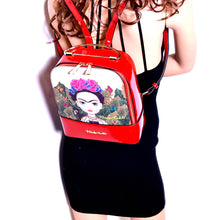 Load image into Gallery viewer, Frida Kahlo Metal Handle Backpack Black