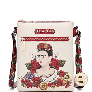 authentic frida kahlo floral series compartment cross body red 