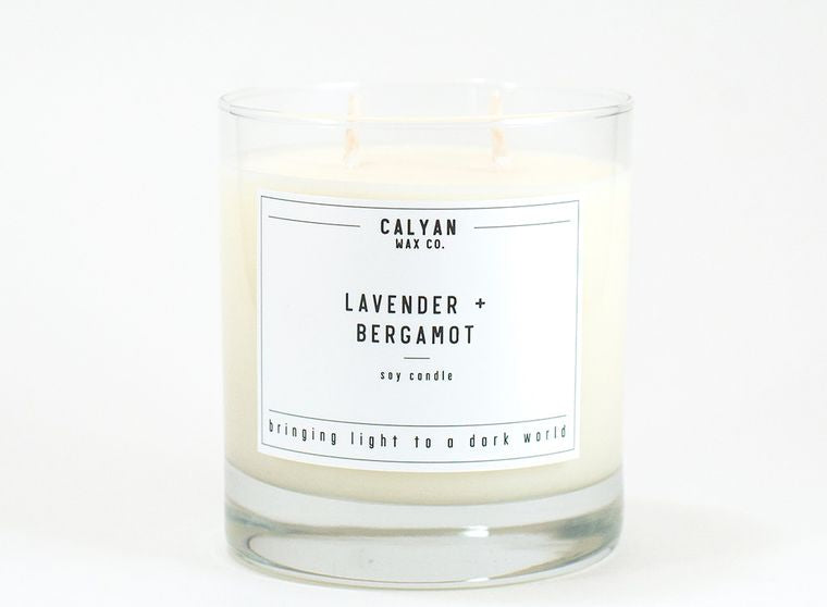 lavender + bergamot soy wax 100 % candle - alwaysspecialgifts.com