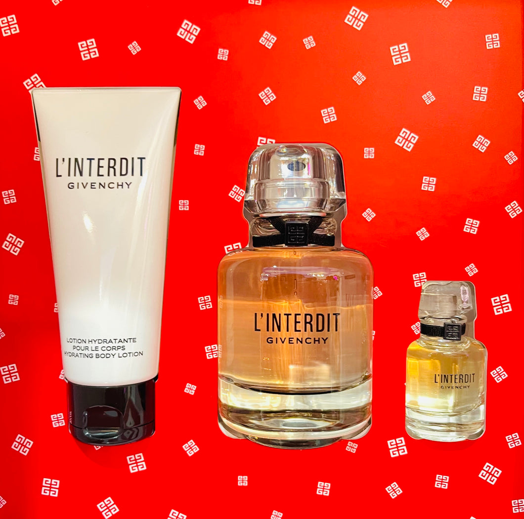 l'interdit 3pcs gift set givenchy eau de parfum 2.7oz for womans -alwaysspecialgifts.com
