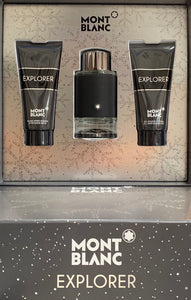 mont blanc explorer gift set 3 pcs eau de parfum3.4oz for mens - alwaysspecialgifts.com