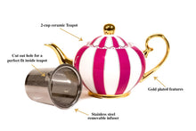 Load image into Gallery viewer, magenta two cups teapot 15oz majestea co ceramic - alwaysspecialgifts.com