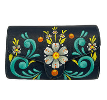 Load image into Gallery viewer, navy blue handpainted cilinder bag leather - alwaysspecialgifts.com