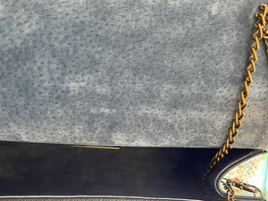 navy blue handpainted cilinder bag leather - alwaysspecialgifts.com