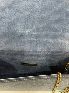 Unique Hand-painted Navy Blue bag on leather
