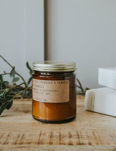 No. 04 : Teakwood & Tobacco Soy Wax Candle  7.2 oz .  p.f. candle 