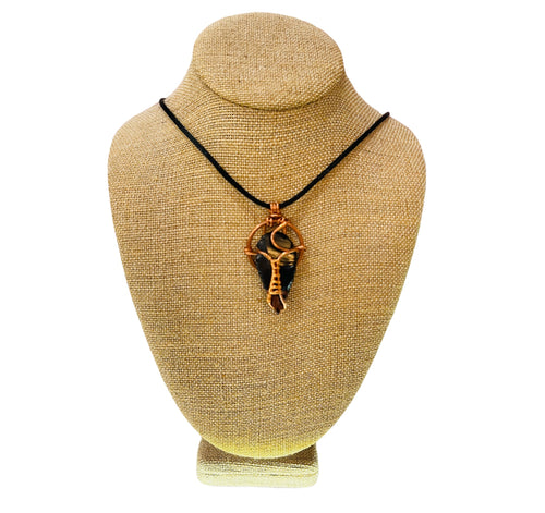 black obsidian necklace wired wrapped natural stone pendant - alwaysspecialgifts.com 