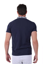 Load image into Gallery viewer, barabas  greek pattern navy blue polo shirt - alwaysspecialgifts.com