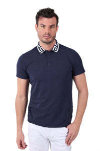 barabas  greek pattern navy blue polo shirt - alwaysspecialgifts.com