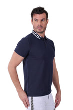 Load image into Gallery viewer, barabas  greek pattern navy blue polo shirt - alwaysspecialgifts.com