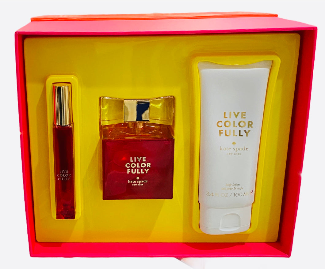 live color fully gift set 3 pcs edp 3.4oz, body lotion 3.4oz, roll-on .34oz for womens - alwaysspecialgifts.com