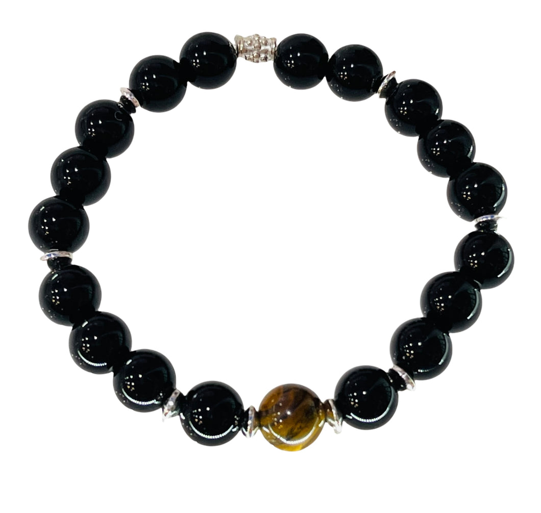 protection bracelet tigers eye and onyx natural stones -alwaysspecialgifts.com