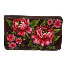 Load image into Gallery viewer, pink flowers handpainted brown leather bag - alwaysspecialgifts.com