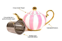 Load image into Gallery viewer, pink two cup teapot majestea co ceramic - alwaysspecialgifts.com