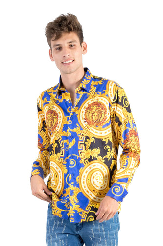 barabas boroque desing royal blue shirt - alwaysspecialgifts.com