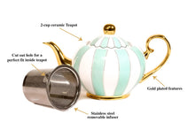 Load image into Gallery viewer, teal cup teapot majestea co ceramic - alwaysspecialgifts.com