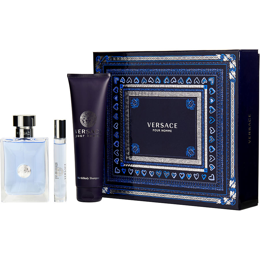 versace pour homme gift set 3 pcs eau de toilette  3.4oz for  mens cologne - alwaysspecialgifts.com