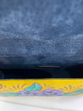 Load image into Gallery viewer, violet florwer handpainted yellow leather bag - alwaysspecialgifts.com