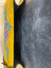 Load image into Gallery viewer, violet florwer handpainted yellow leather bag - alwaysspecialgifts.com